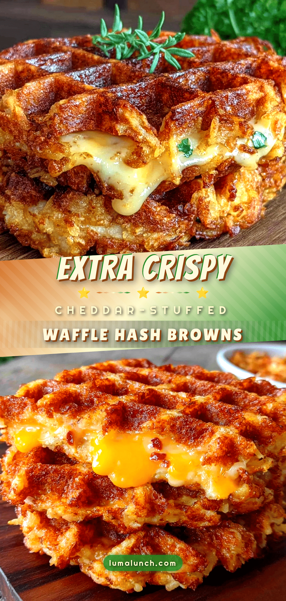 crispy cheddar-stuffed waffle iron hash browns recipe