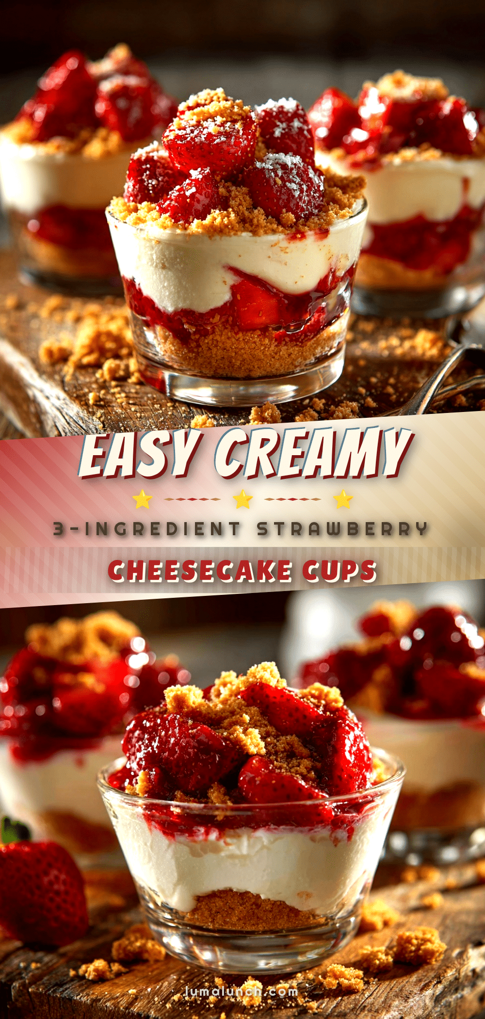 easy 3-ingredient strawberry cheesecake cups recipe