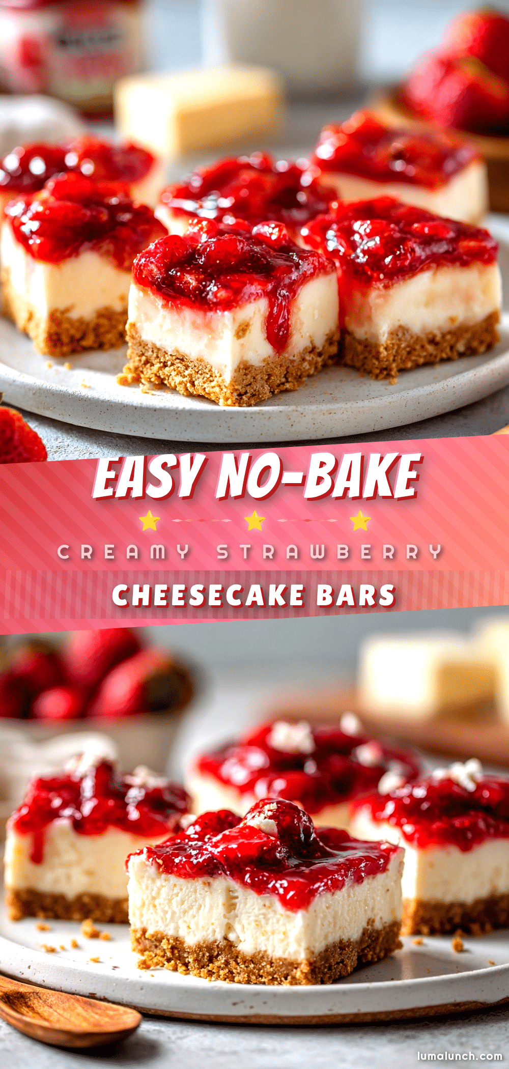 no-bake strawberry cheesecake bars recipe
