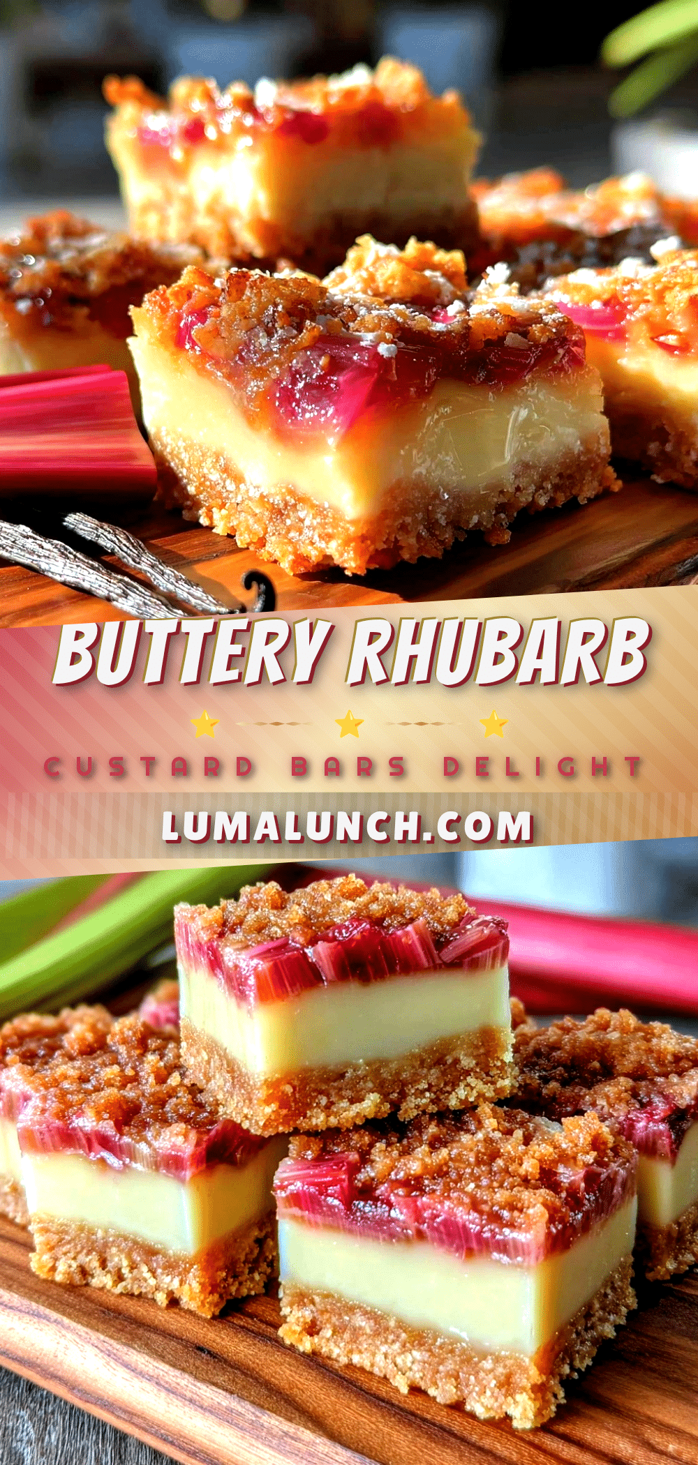buttery rhubarb custard bars recipe