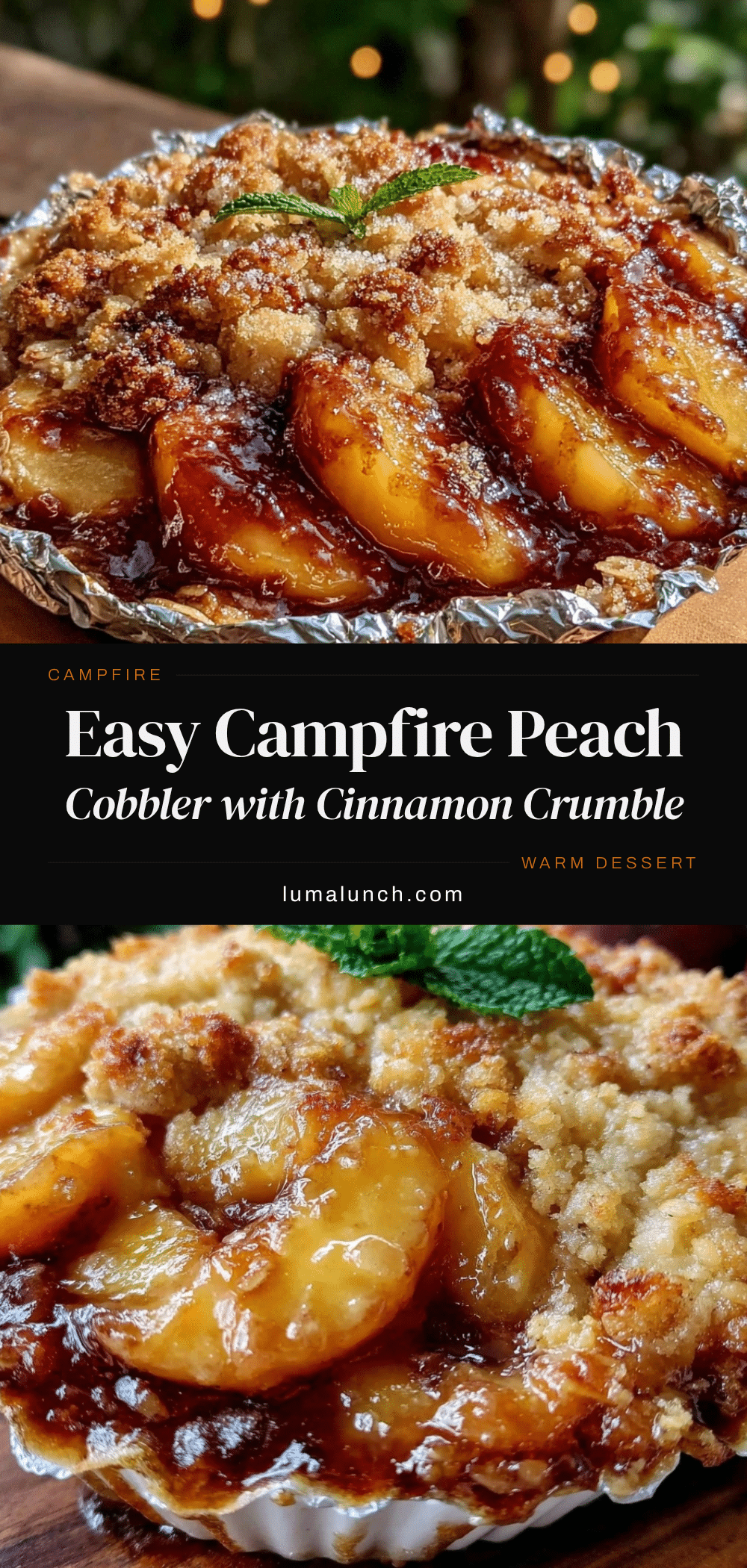 foil packet campfire peach cobbler recipe