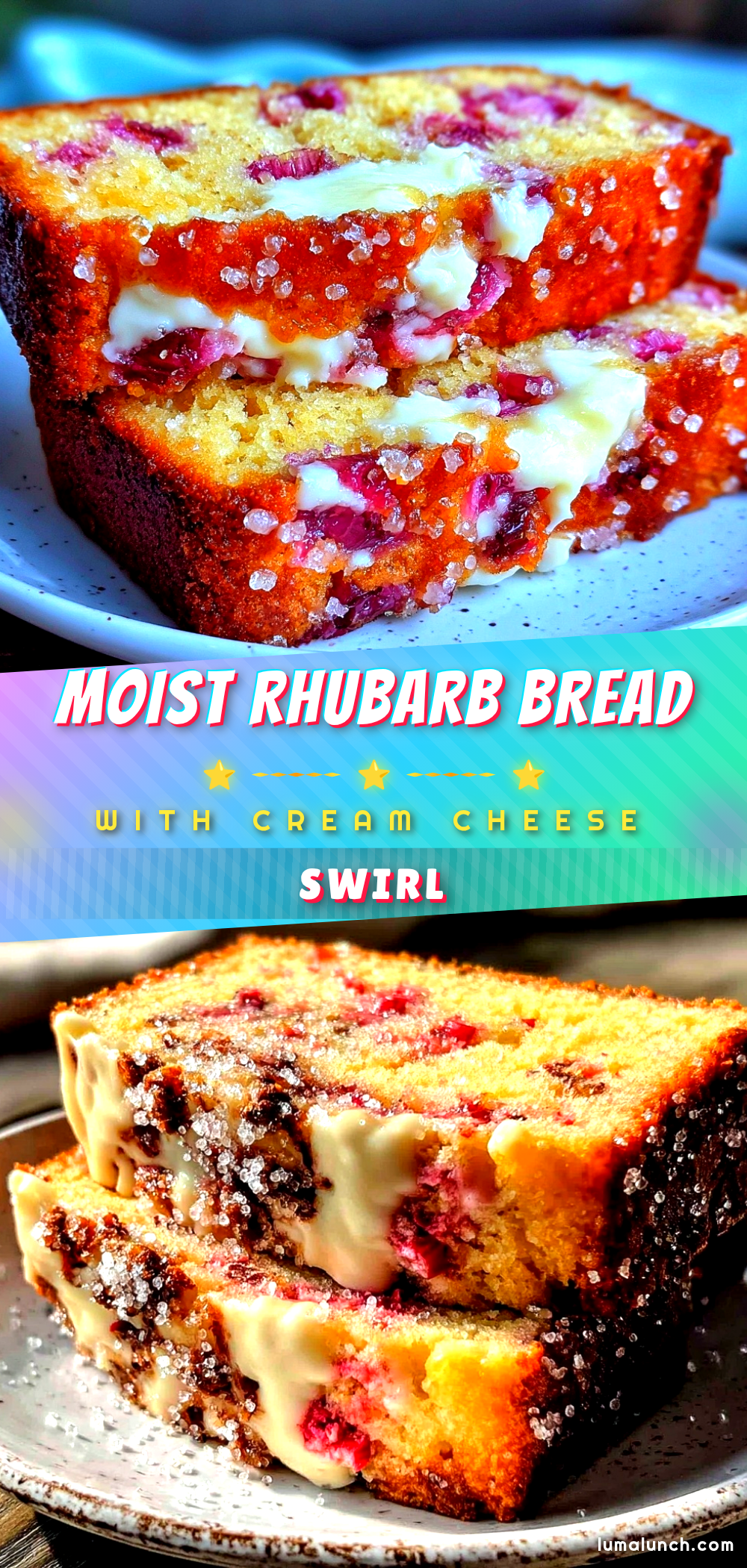 moist rhubarb bread with cream cheese swirl recipe