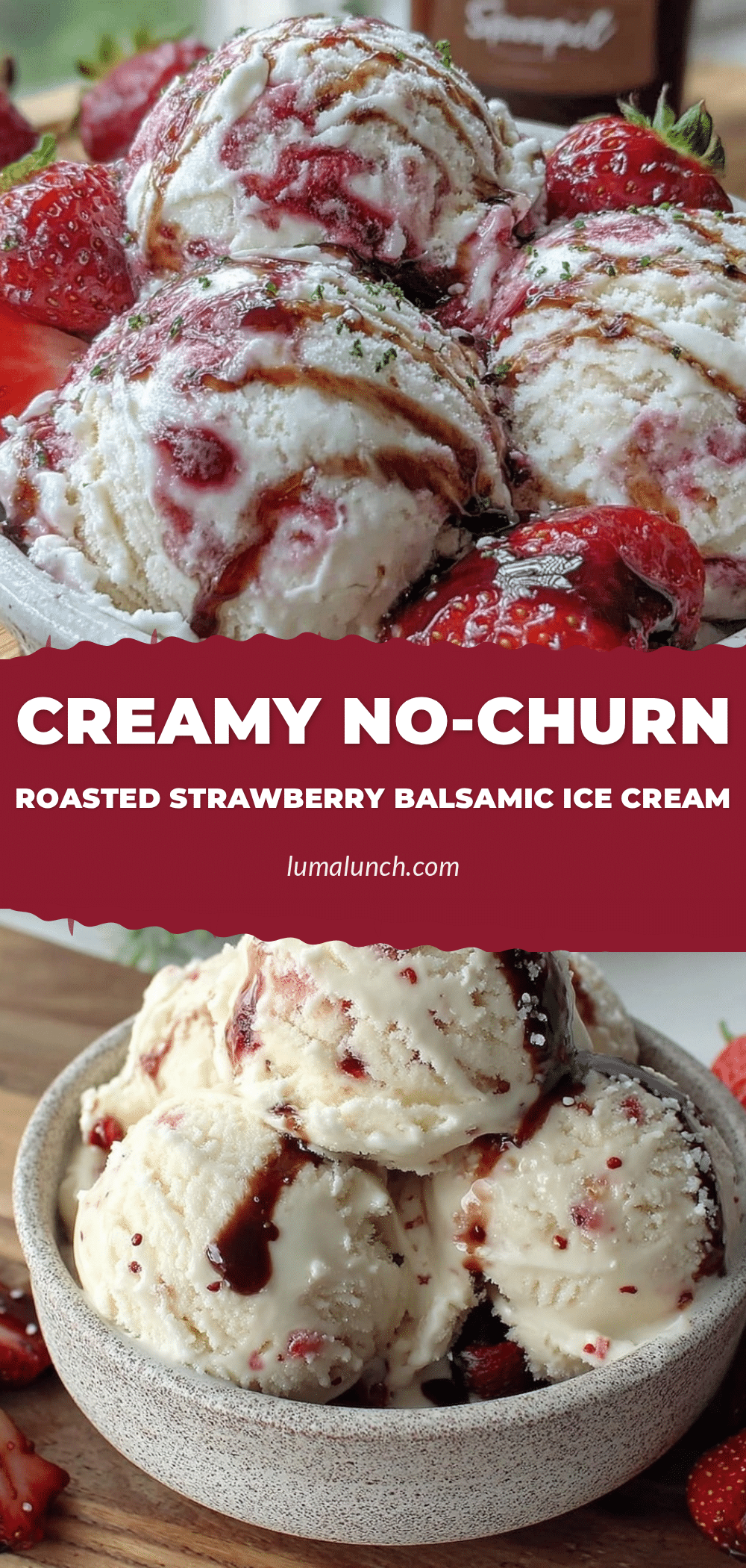 no-churn roasted strawberry balsamic ice cream recipe