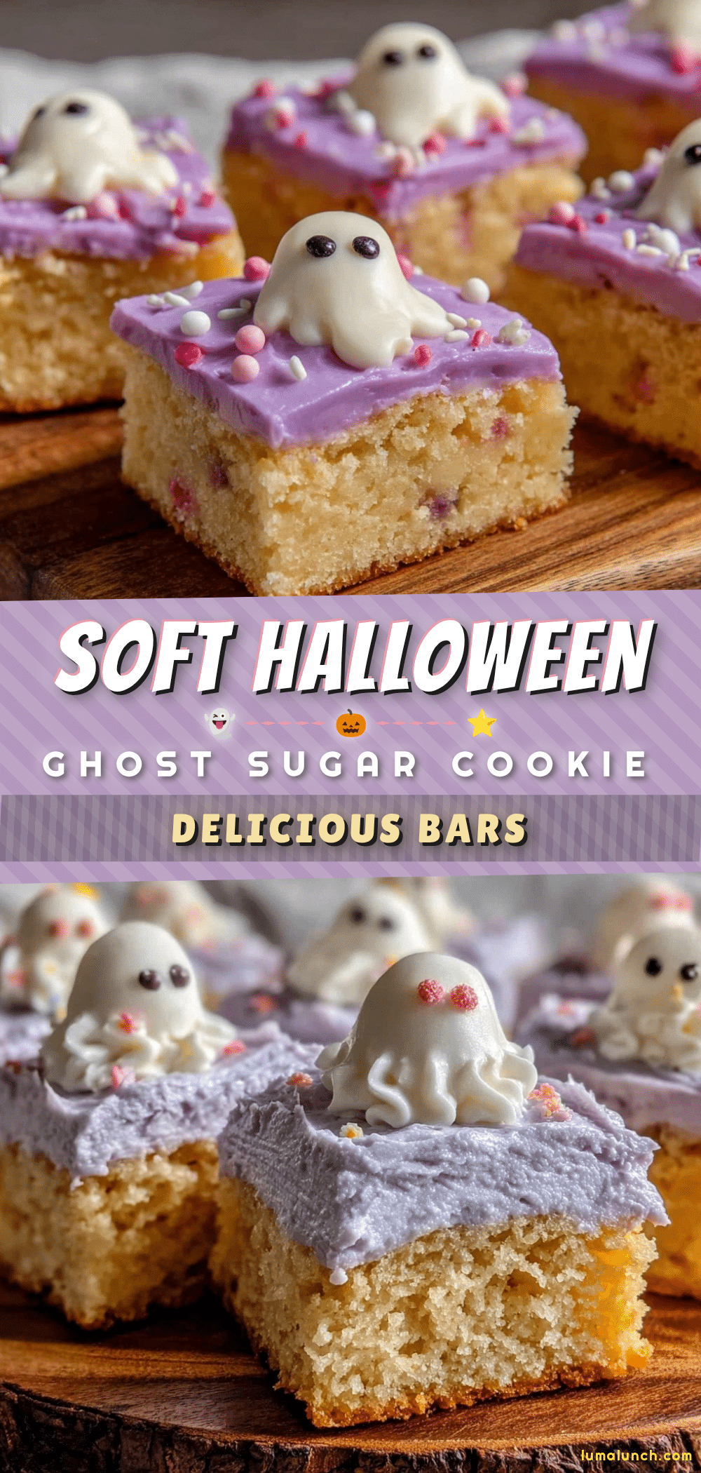 pastel Halloween ghost sugar cookie bars recipe