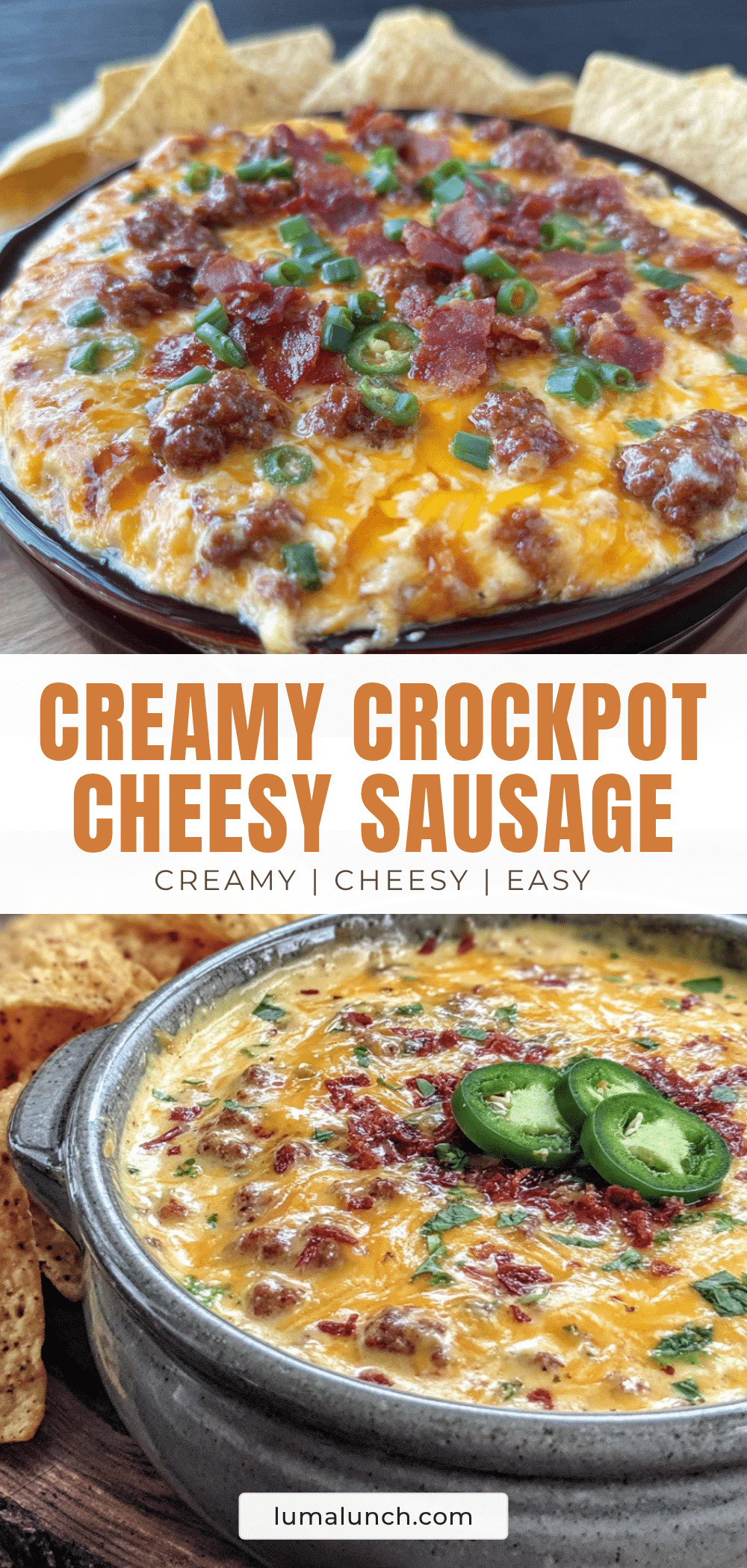 Creamy Crockpot Cheesy Sausage Queso Dip recipe