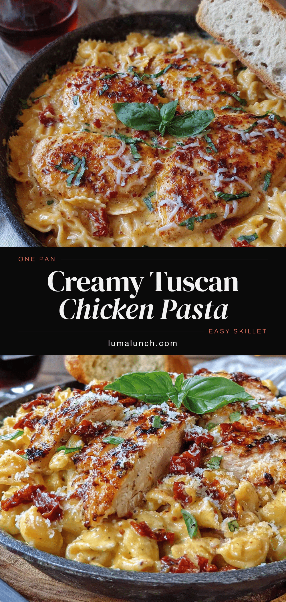 Creamy Tuscan Chicken Pasta recipe