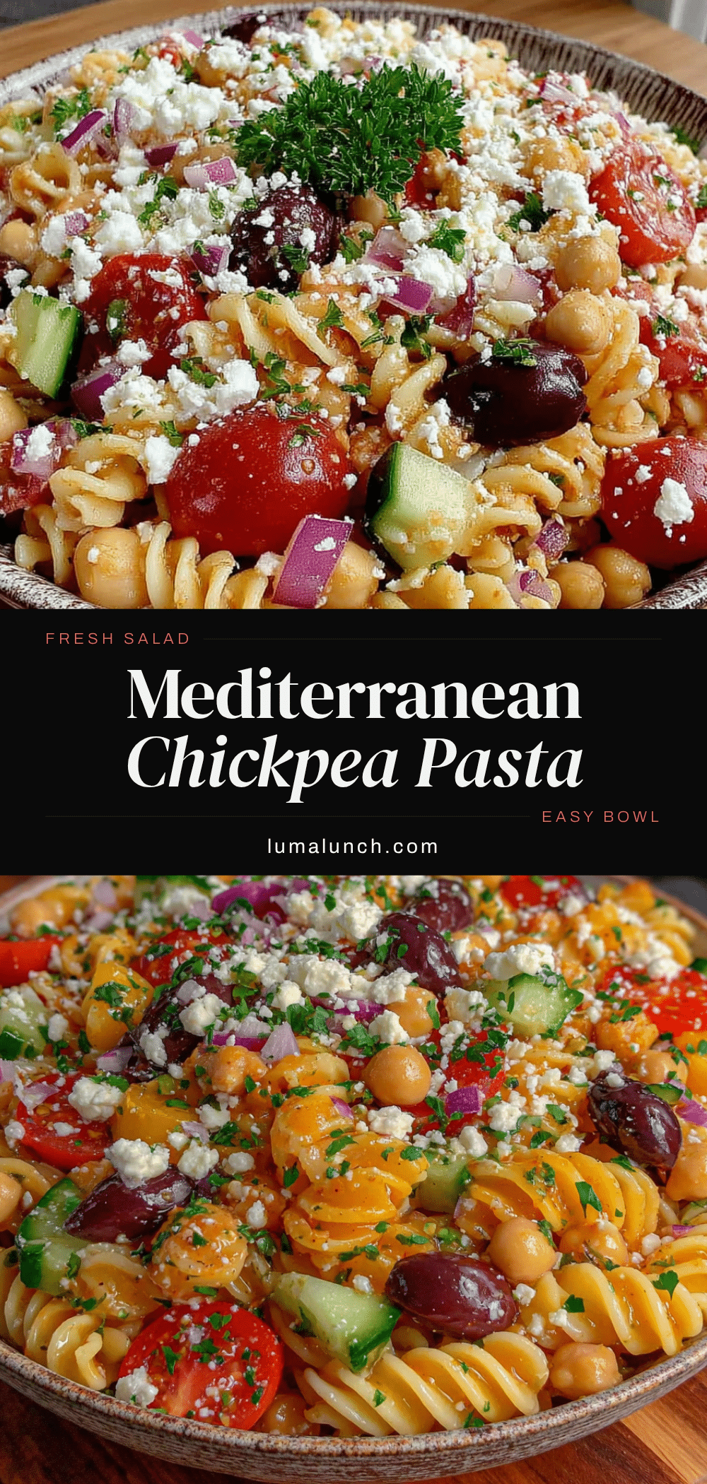 Mediterranean chickpea pasta salad recipe