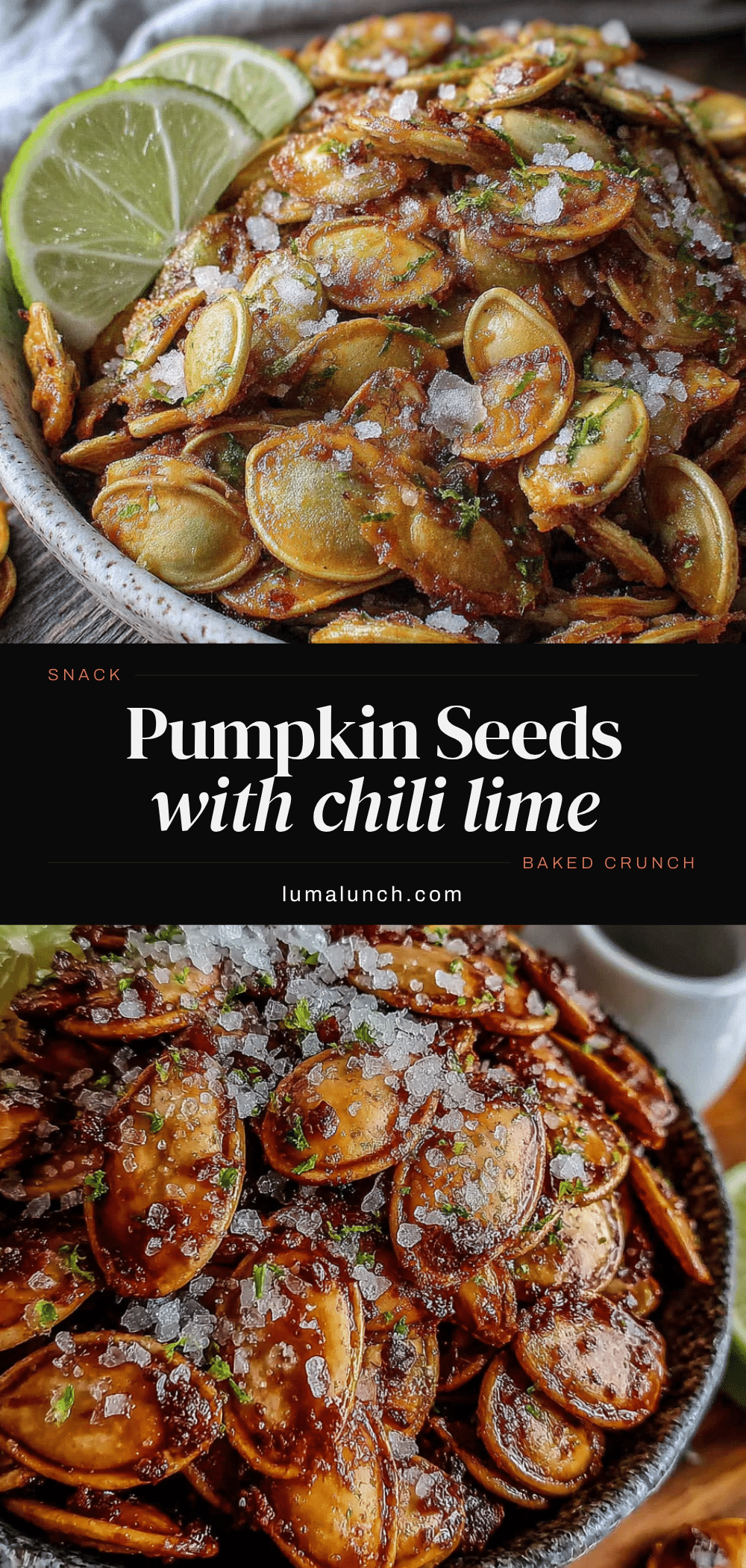 Cozy baked pumpkin seeds with sea salt and chili lime recipe