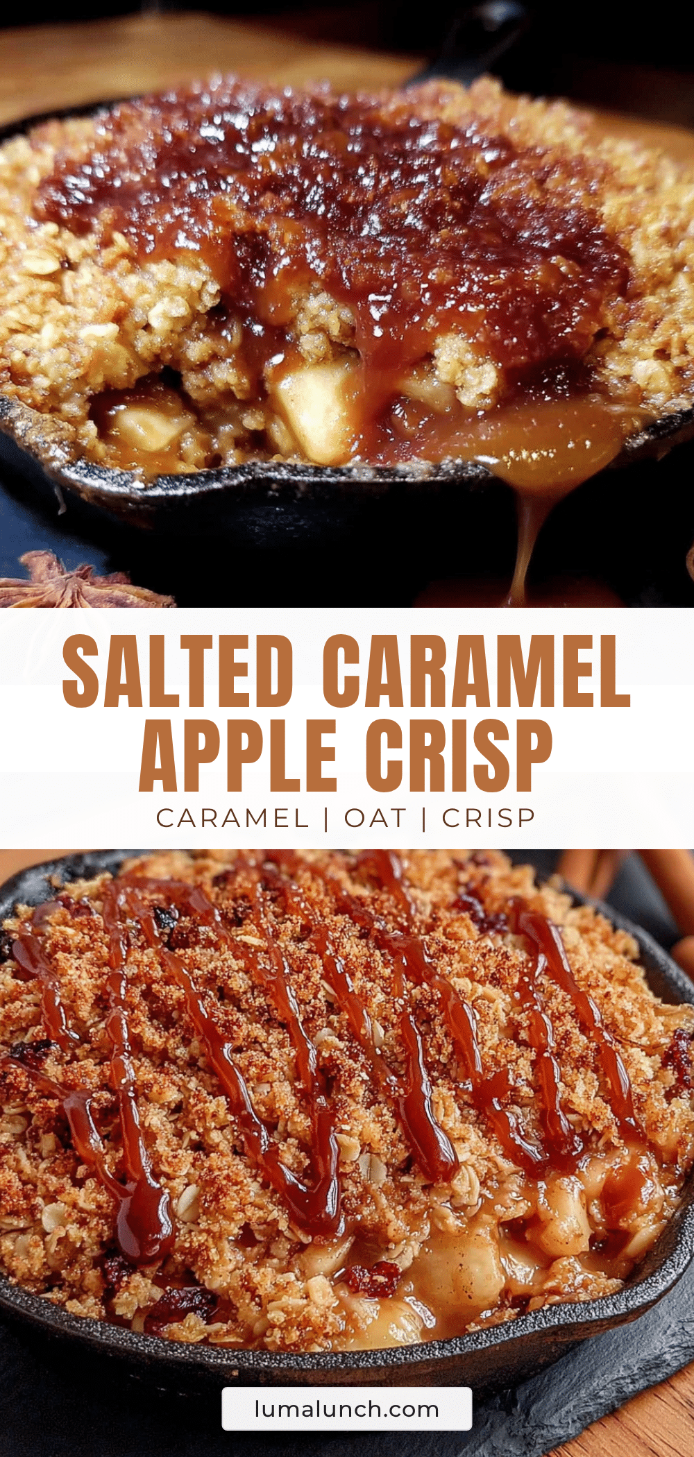 cozy salted caramel apple crisp with oat crumble recipe