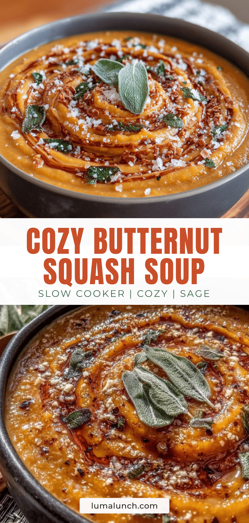 cozy slow cooker butternut squash soup with sage brown butter recipe