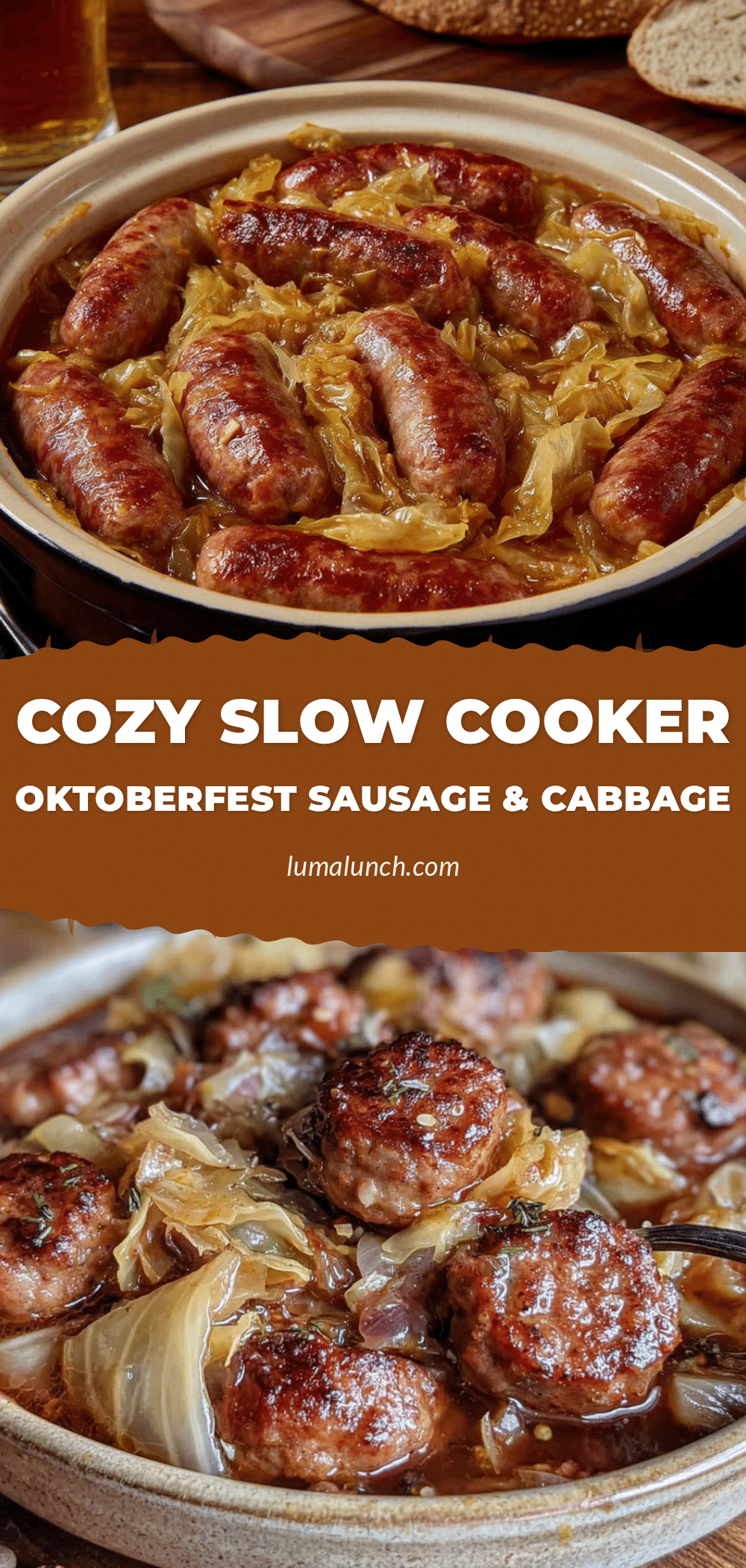 cozy slow cooker Oktoberfest sausage and cabbage recipe