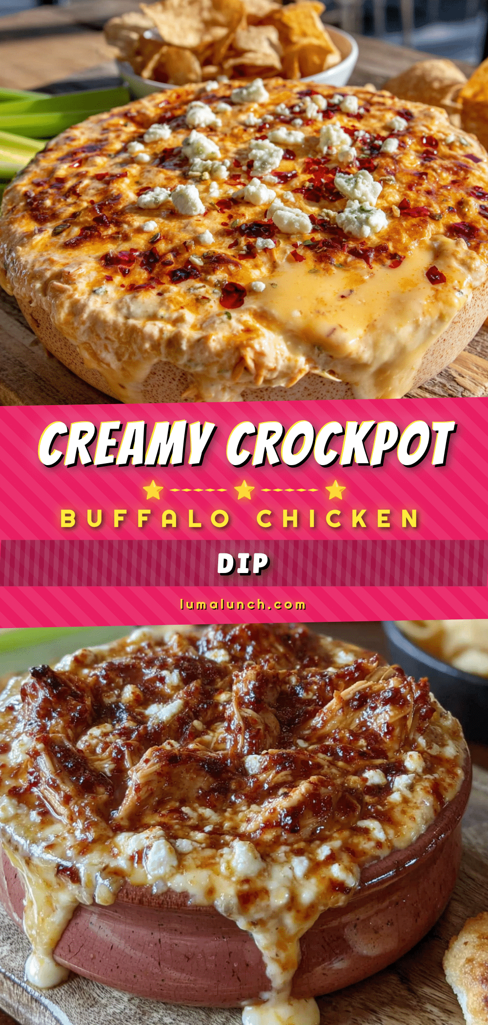 Creamy Crockpot Buffalo Chicken Dip recipe