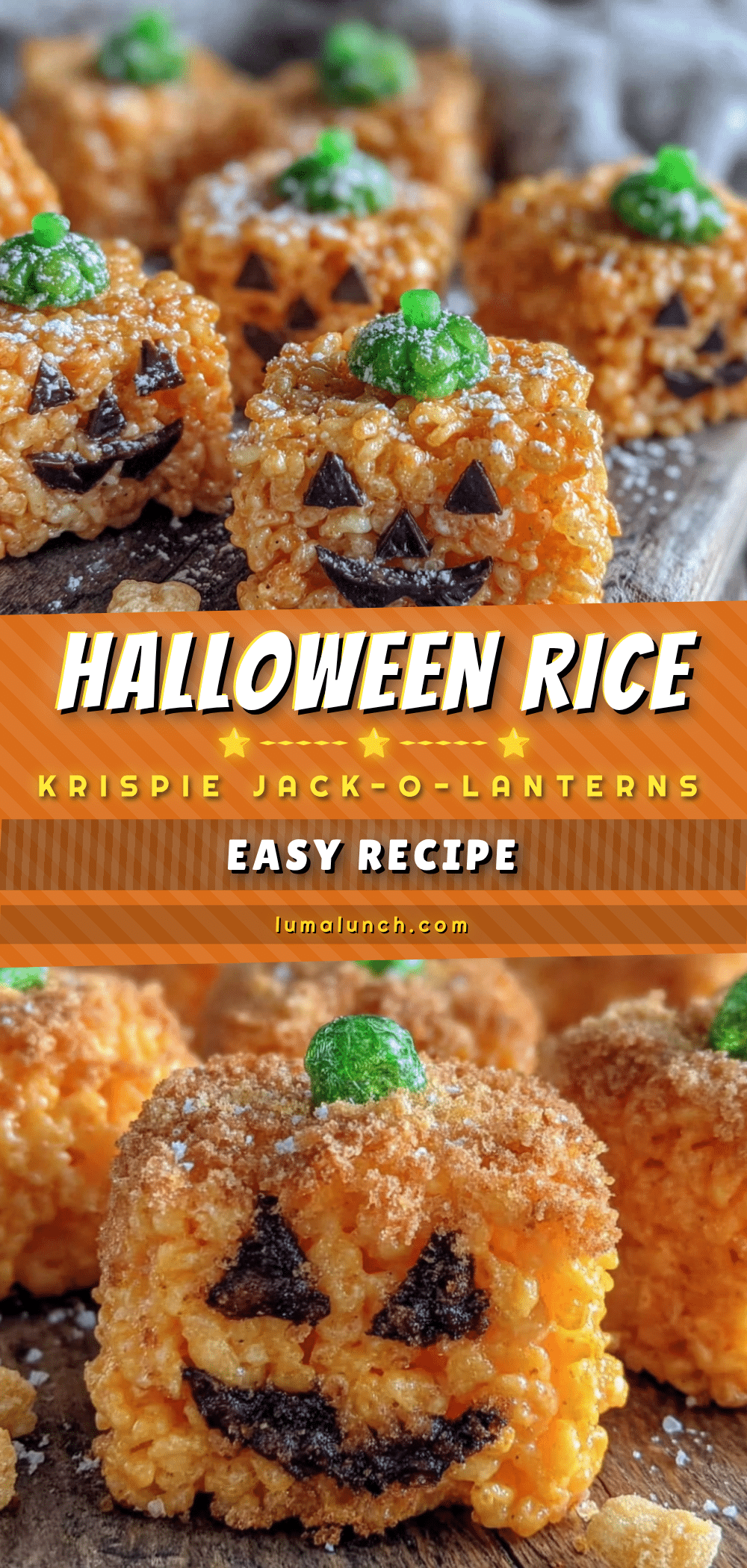 Easy Halloween Rice Krispie Jack-o-Lanterns recipe