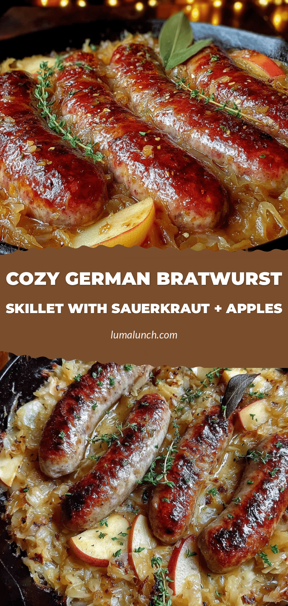 german bratwurst skillet with sauerkraut and apples recipe