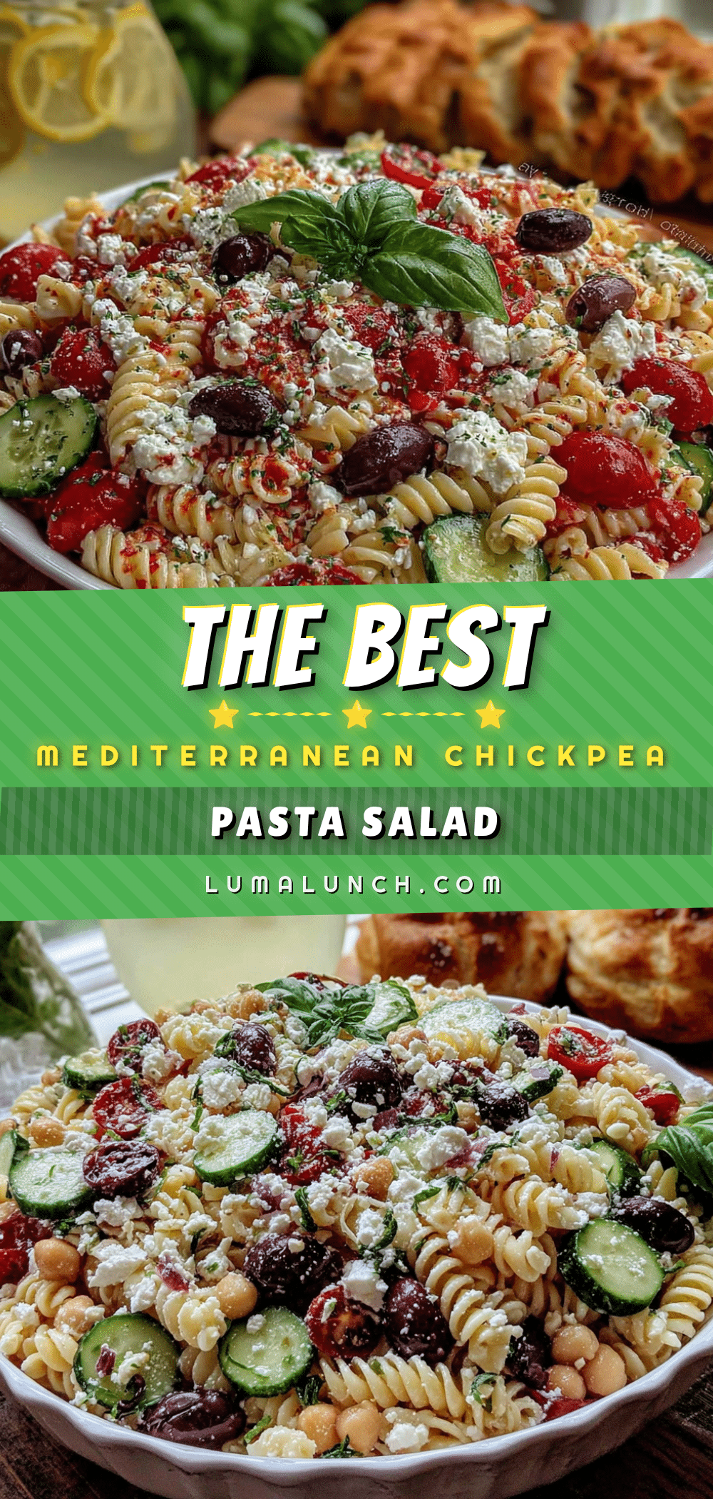Mediterranean chickpea pasta salad recipe