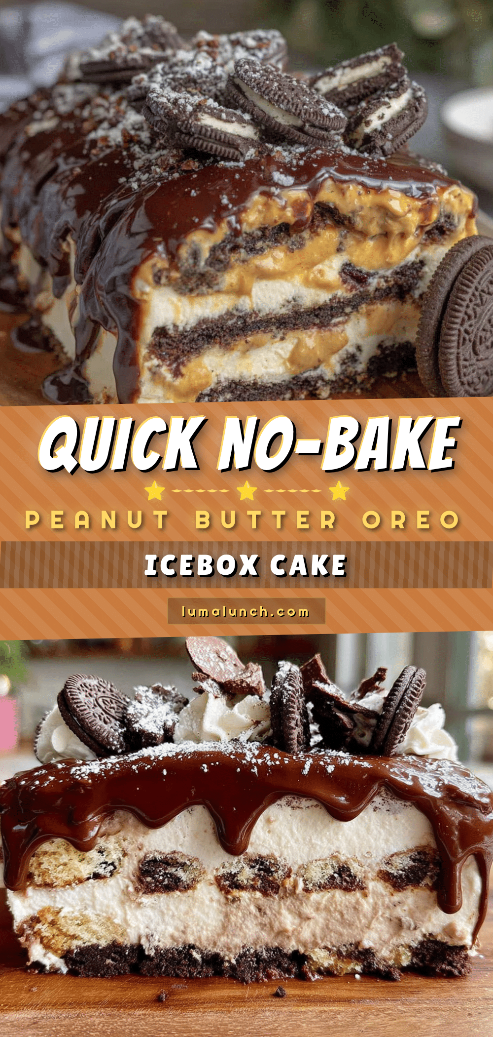 no-bake peanut butter oreo icebox cake recipe
