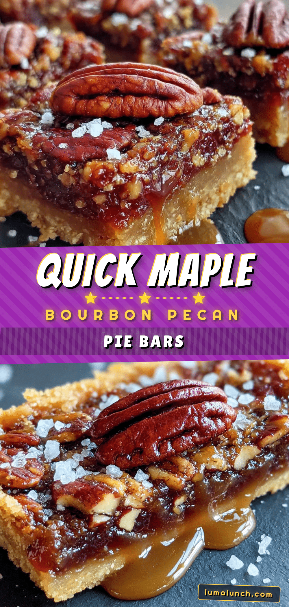 Quick Maple Bourbon Pecan Pie Bars recipe