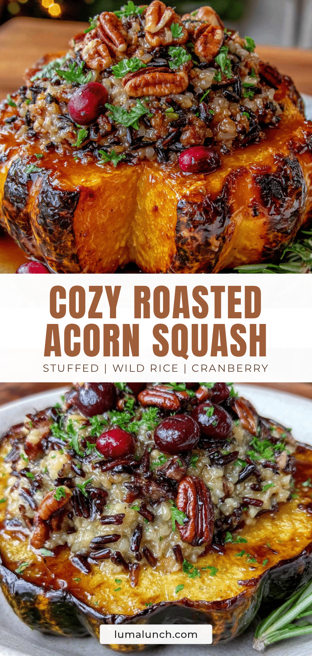 roasted acorn squash stuffed with wild rice and cranberries recipe