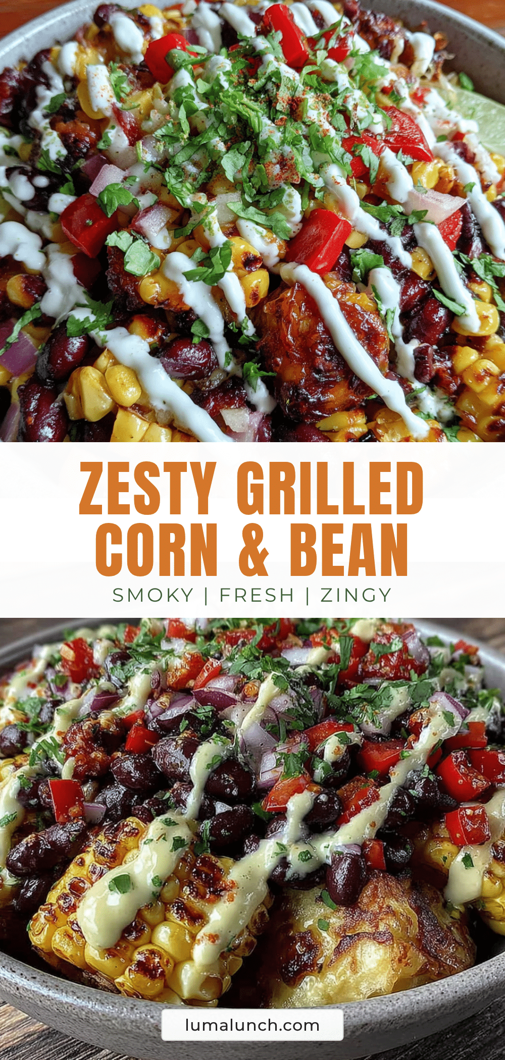 zesty grilled corn and black bean salad with lime crema recipe