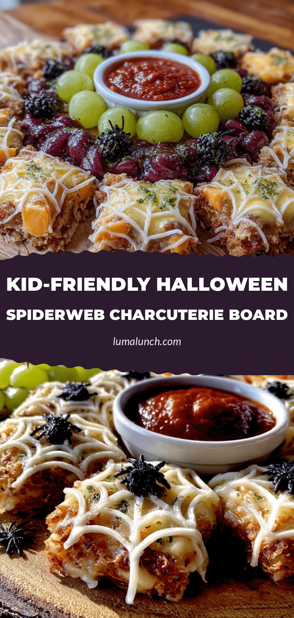 halloween spiderweb charcuterie board for kids recipe