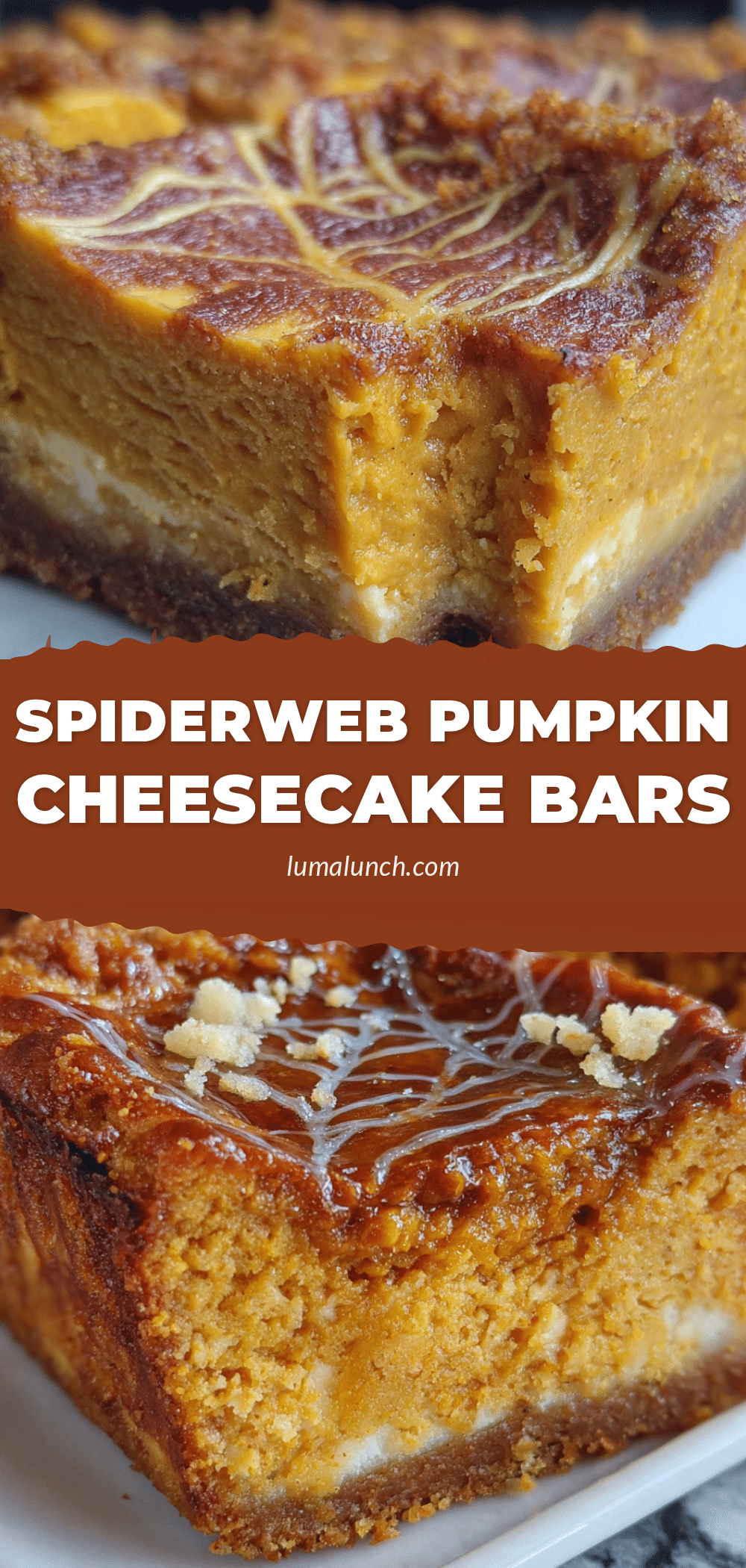 lighter spiderweb pumpkin cheesecake bars recipe